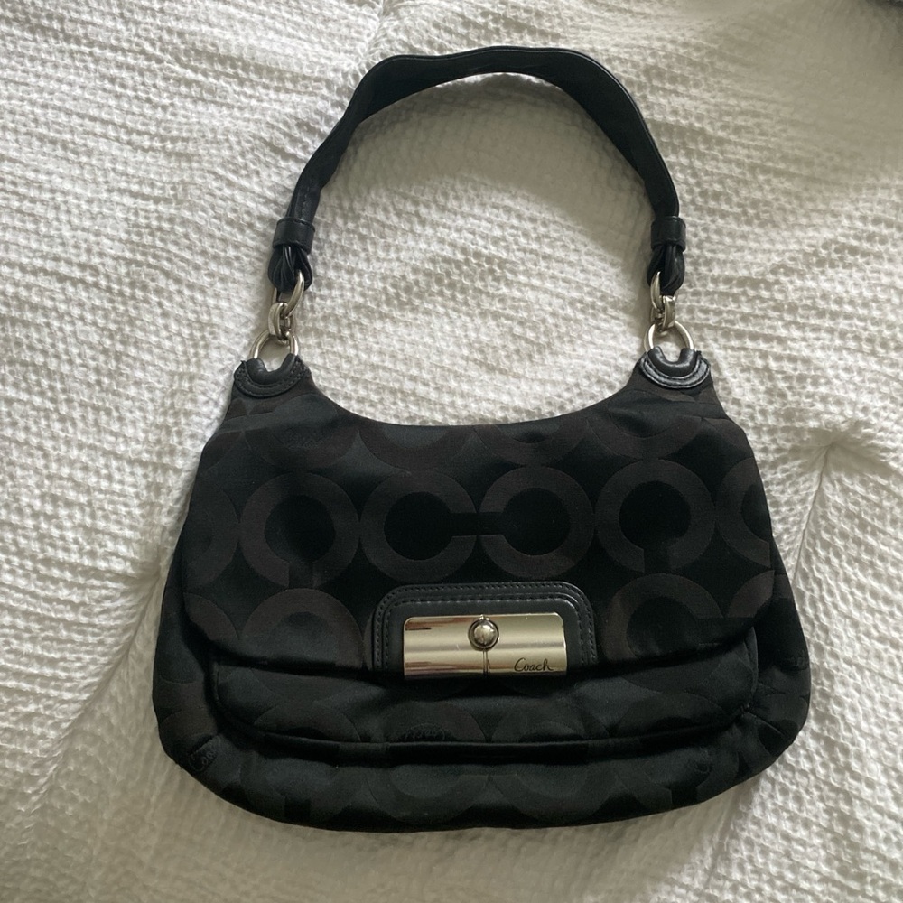 Black vintage coach purse with silver hardware